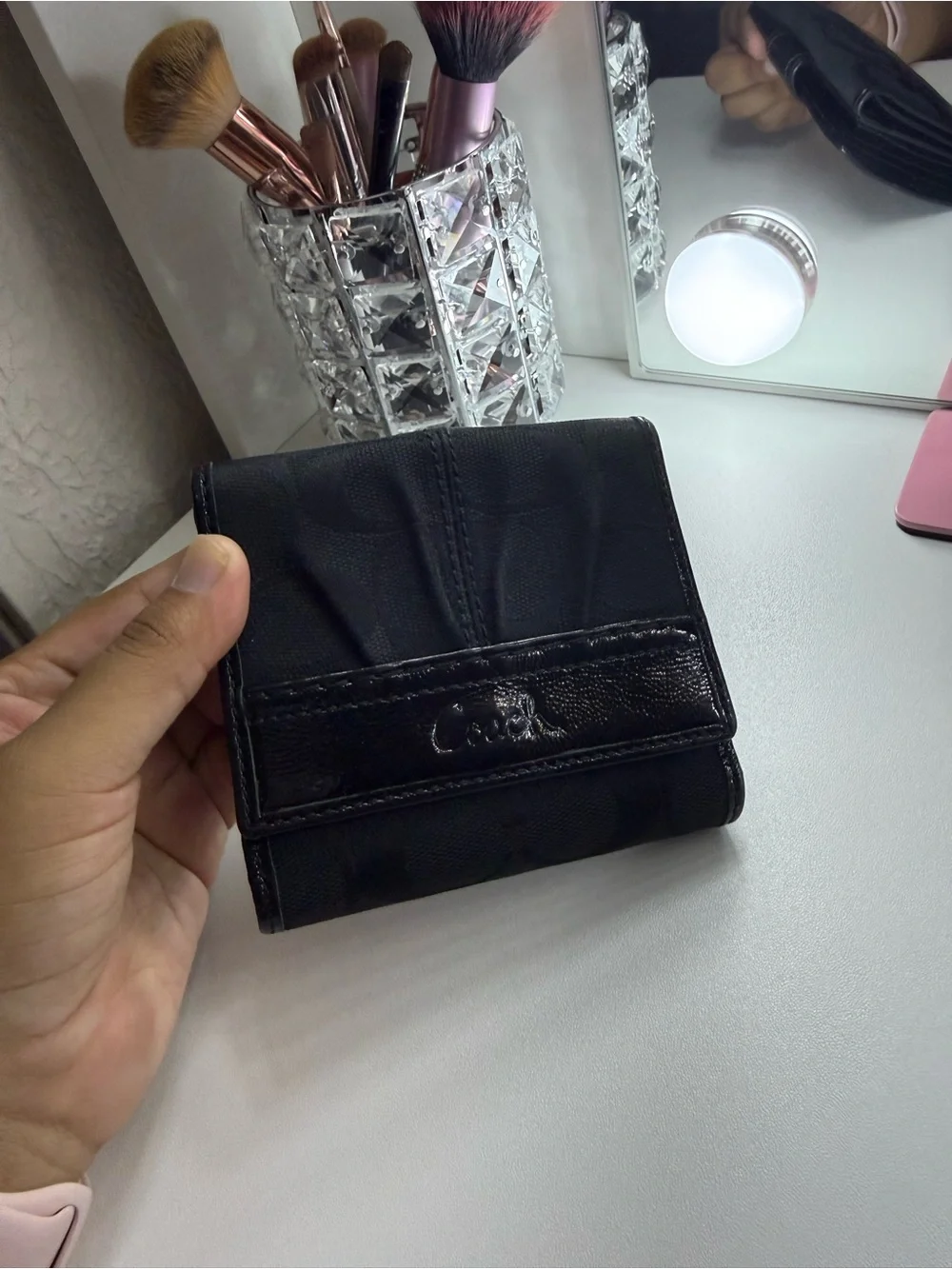 Coach Black Compact Fold Wallet
